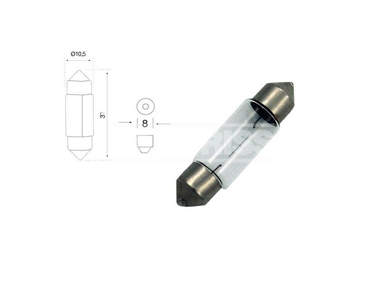 BOTE 10 AMPOULES 12V C5W 38X11MM.